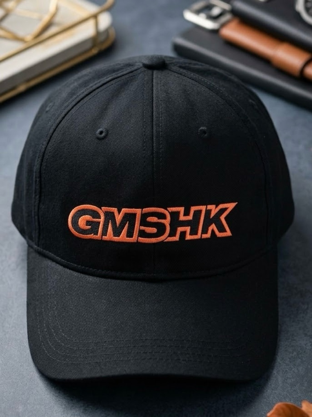 Gymshark Black Cap with Orange GMSHK Logo